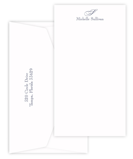 Triple Thick Watermark Tall Flat Note Cards - Raised Ink